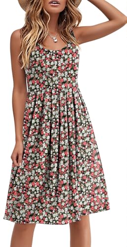 Image of Akihoo Women Summer Casual Sleeveless Midi Plain Pleated Tank Vest Dresses