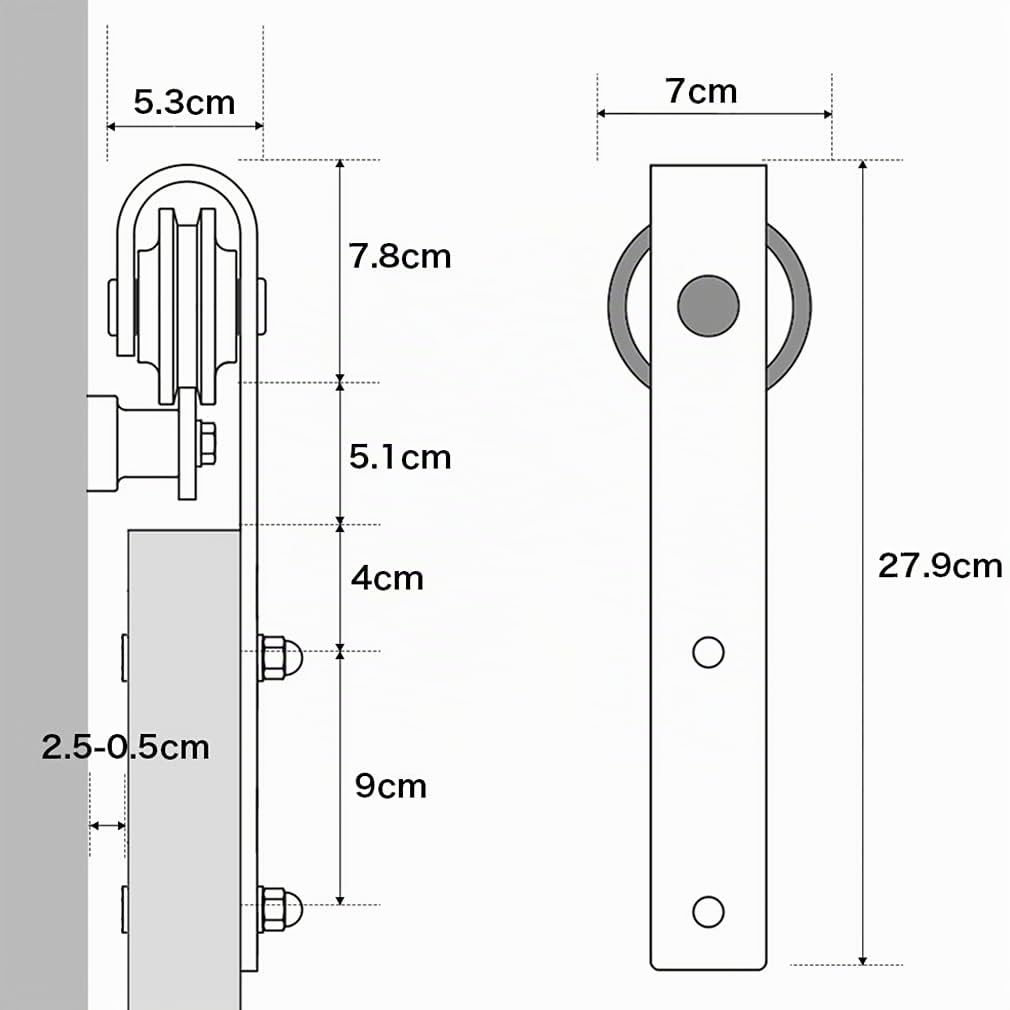 TSMST 10FT/305CM Herraje para Puerta Corredera Kit de Accesorios para Puertas Correderas con Guía de Suelo Ajustable