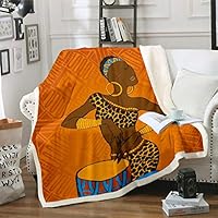 Afrikaanse vrouw fleece deken Afrikaans patroon sherpa deken voor sofa