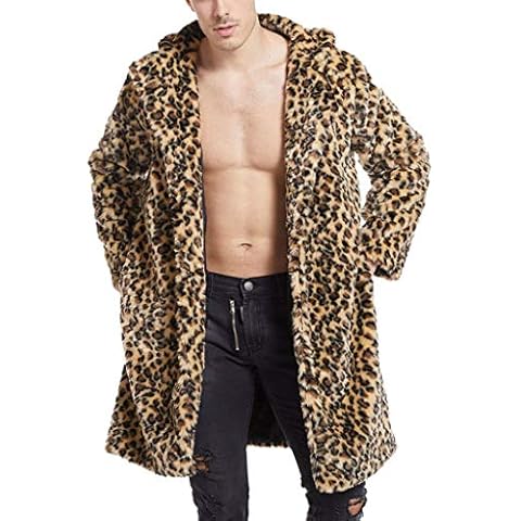 AMhomely Men's Thick Warm Faux Fur Coat Cover