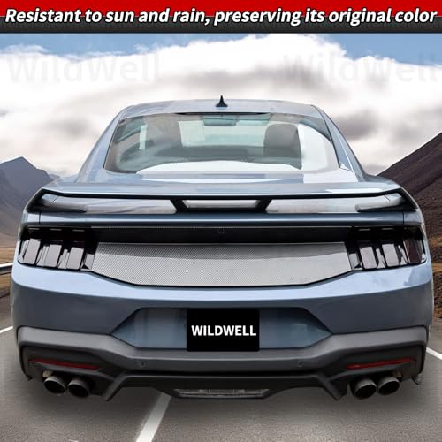 Image of WildWell Trunk Decklid Panel Trim Compatible with 2024-2026 Ford Mustang | Trunk Decklid Center Decorating Panel Accessories Carbon Fiber Painted