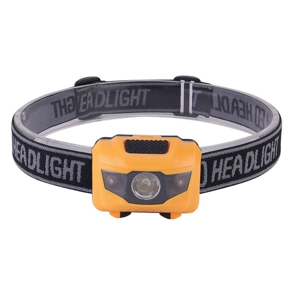 QFGVMXBWKZH 3W Powerful Mini Headlamp Red Light LED Headlight 4-Mode Torch Waterproof Camping Fishig Lantern(Yellow)