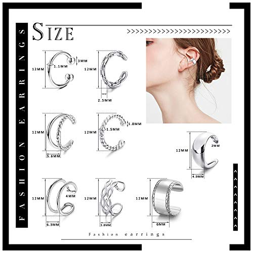 Ironbox 8Pcs Ear Cuffs For Women Non Piercing Clip Cuff Helix Cuff Earrings Fake Cartilage Cuffs #TOP1