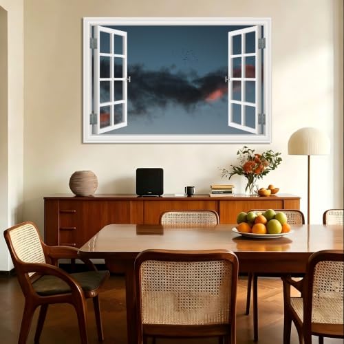 Cuadro lienzo efecto ventana decorativo de 20x30cm sin marco para pared de hogar 2