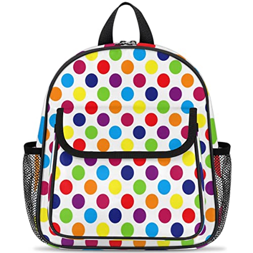 TropicalLife Coloridas mochilas de lunares para niños y niñas, patrón de lunares, mochila ligera para la escuela, guardería, multicolor