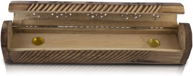 Miniatura 3 de Soporte para quemador de incienso y cono de madera, ataúd con compartimento de almacenamiento, soporte orgánico ecológico para Agarbatti, estilo