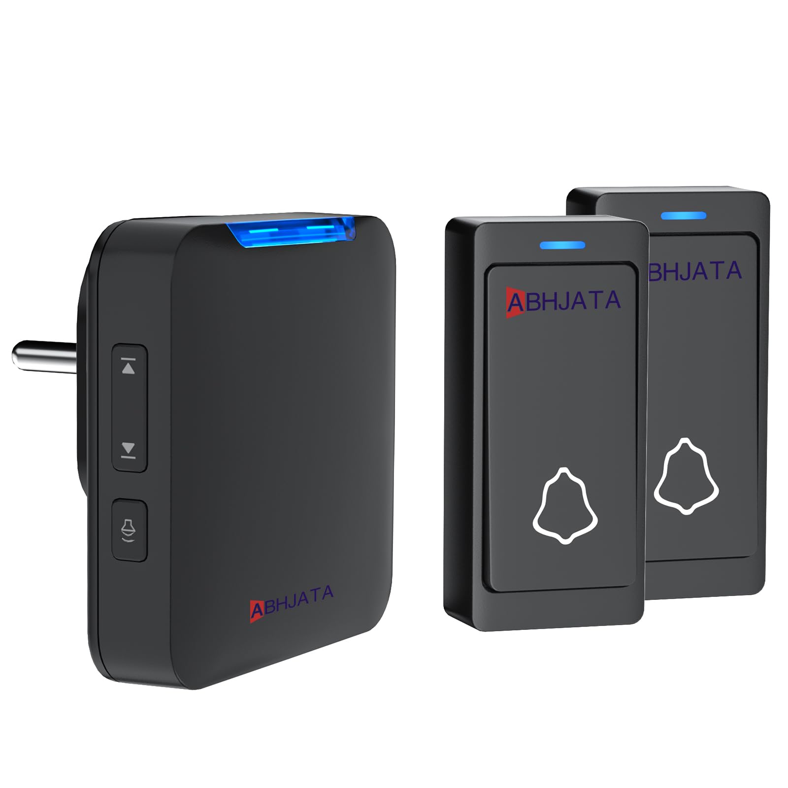 ABHJATA Wireless Doorbell, Door Bell Kit up to 1000ft Range with 32 Ringtones, 5 Adjustable Volume with LED Indicator, Door Bell for Home, Plug in Type-Black(2 Transmitter & 1 Indian Plug Receiver) (B0CFXGS7YN) Amazon Price History, Amazon Price Tracker