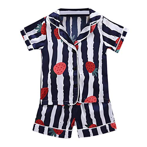 Baby Boy Girl Satin 𝐏ajamas Set Summer Sl𝐞epwear Short Sleeve Button Down Silk Shirt And Shorts 2 Piece Cute 𝐏js