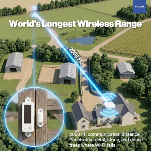 Image of YoLink Solar Outdoor Door Sensor IP67 Weatherproof Gate Sensor with 2,000ft Long Range, No Battery Changes, Real-Time Alerts & Open Reminders, YoLink Hub Required, YS7717