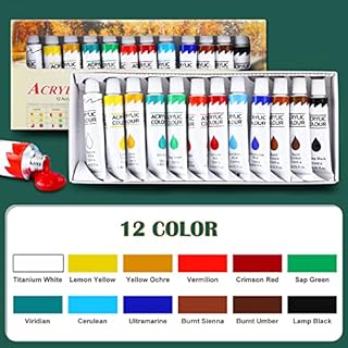 ESRICH Acrylic Paint Canvas Set,52 Piece Professional Painting Supplies Kit with 2 Wood Easel,2 * 12Colors,2 * 10 Brushes,Circular Canvas Etc,Premium Paint Kit for Kids,Students, Artists and Beginner