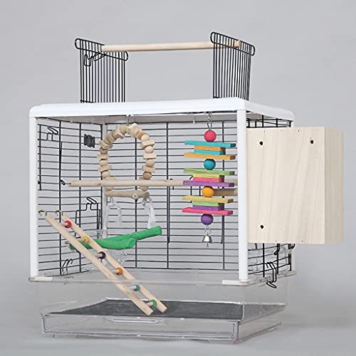 Grande cage perruche métallique interactive avec boîte d'élevage