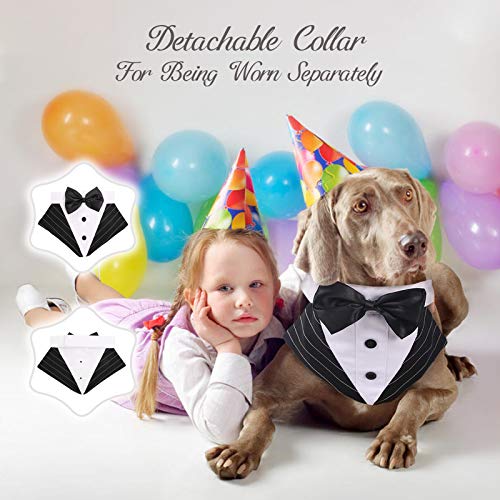 Rozkitch Dog Costume, Dog Tuxedo Costume With Collar Bandana Bow Tie Set For Wedding, Pet Tuxedo Suit For Small Dog, Formal Party Shirt Halloween Birthday Cosplay Elegant Dog Apparel Black Stripe #TOP1