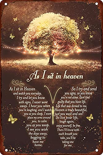 As I Sit in Heaven Butterfly Tin Sign Metal Poster Vintage Outdoor Street Home Bar Club Wall Decoration 8×12 Inch