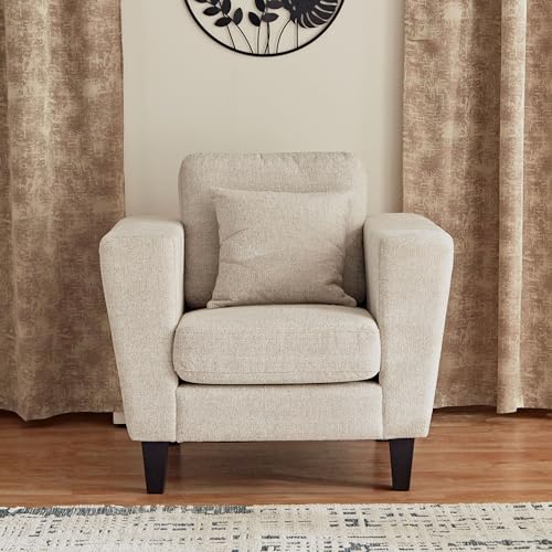 Image of Cathy Sofa 1 Seater Sofa Set (Beige) | Fabric Sofas One Seater Sofa for Home Living Room Bedroom Office | 1 Year Warranty