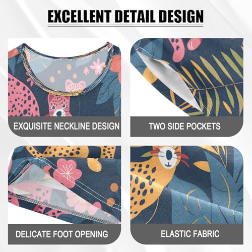 senya Short Sleeve Pajamas Sets Summer Cotton Sleepwear Pink Yellow Leopards4