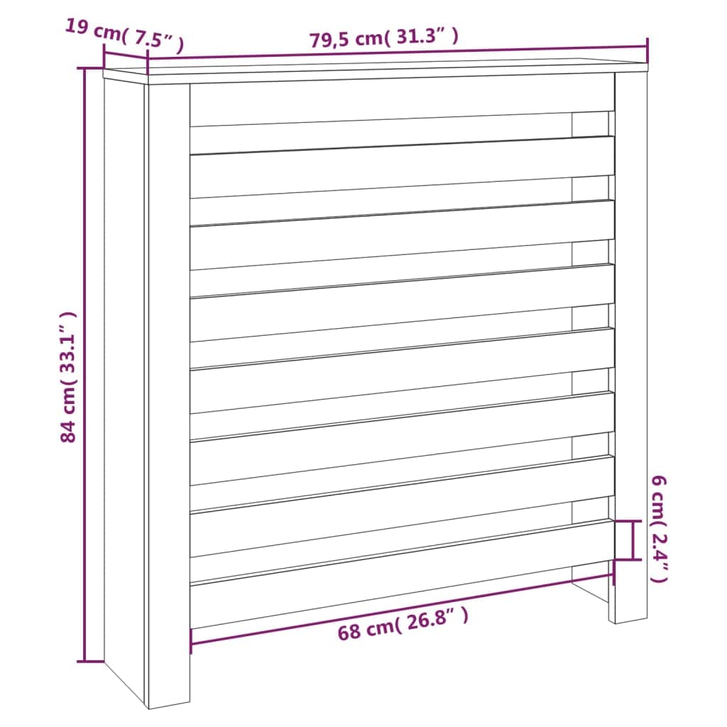 Heizkörperverkleidung aus massivem Kiefernholz 79,5 x 19 x 84 cm mit Lamellen, Ablage für Wohnzimmer, als Heizkörper Zubehör für Heizungsbereich
