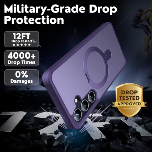 Image of AIBEX Back Cover OStand for Samsung S26 Plus 5G MagSafe Compatible | Ring Kickstand with Magnetic Alloy Ring Metal | Wireless Charging Support | Scratch Resistant Slim | Armor Protection Case - Purple