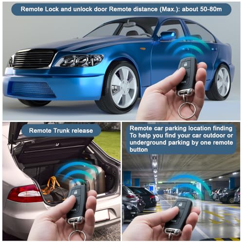 Image of STHIRA Keyless Entry System Wiring Kit Compatible with 12V Car Remote Central Locking, DIY Vehicle Modification Harness with Control Module, 2 Remote Keys, Wiring Kit and Protective Fuse