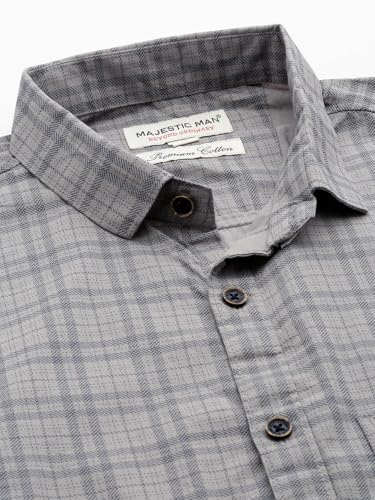 Image of Majestic Man Men's Comfort Slim Fit Pure Cotton Opaque Checked Casual Shirt