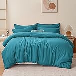 RUIKASI Teal King Size Duvet Cover Sets Bedding Set - Teal Duvet Cover Kingsize Bed Set with Zip, Soft Brushed Microfibre Duvet King Size Covers Set Quilt Cover with 2 Pillowcases