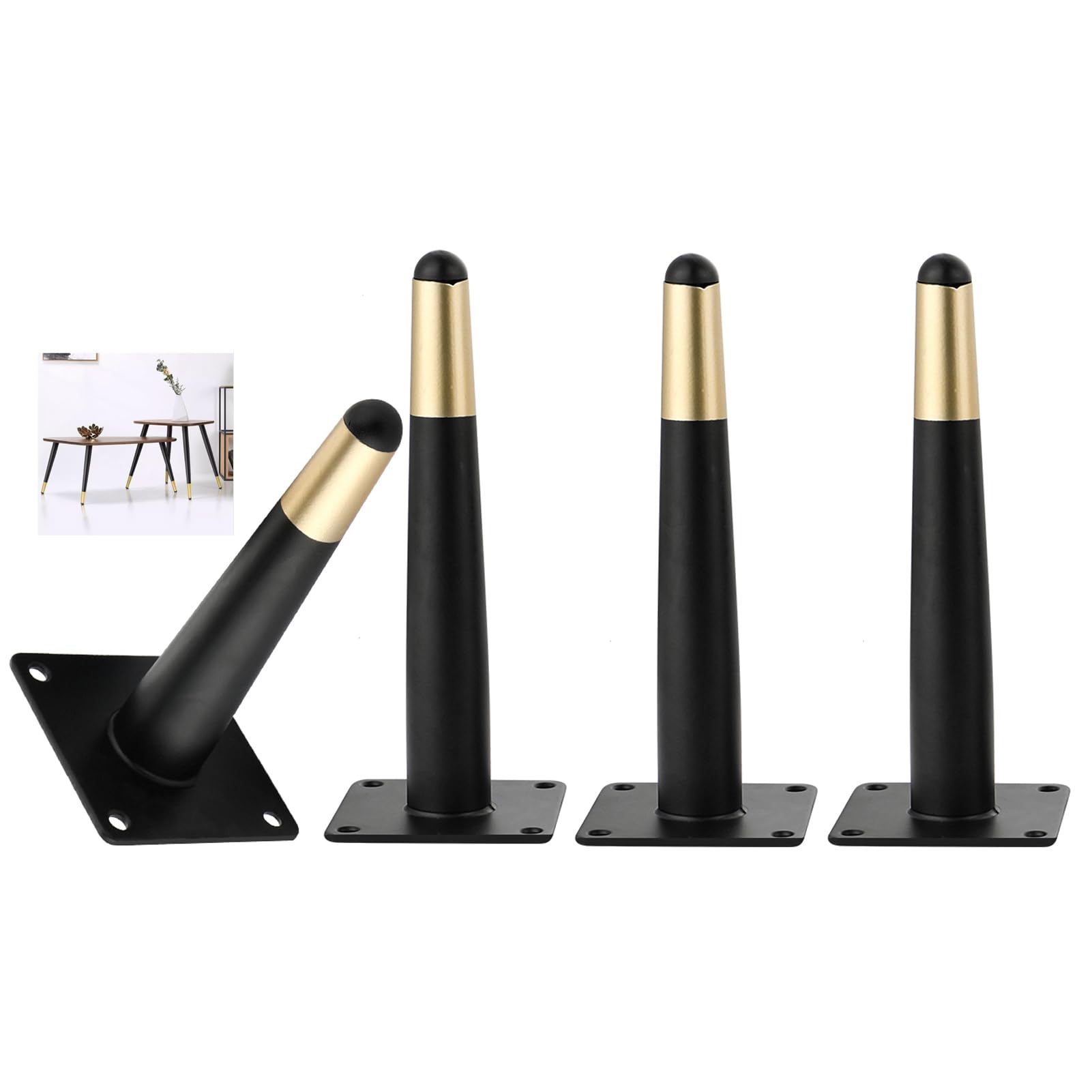 Patas metálicas para muebles, patas cónicas resistentes para mesa de café, armario de TV, aparador, estructura de soporte duradera para muebles del hogar