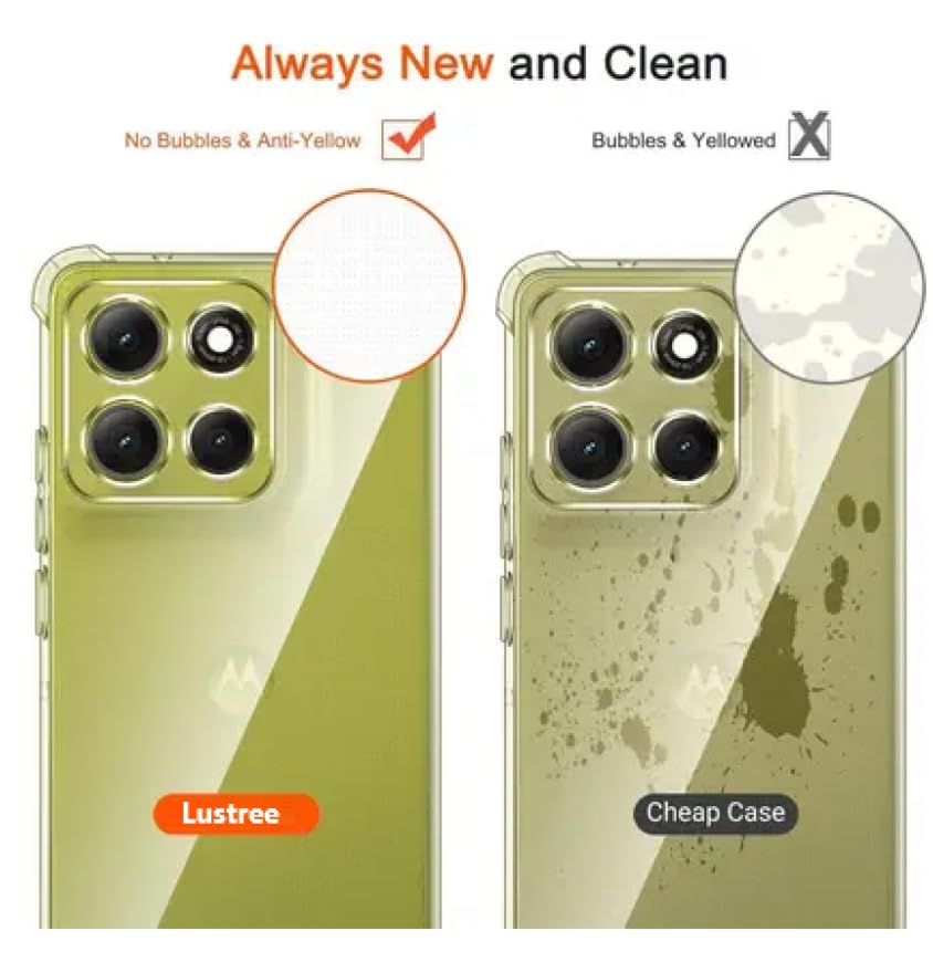 Image of Lustree Case for Motorola Moto G67 Power Transparent Protective Hard Silicone Anti-Shock Case Bumper with Reinforced Corners cam Protection for Motorola G67 Power