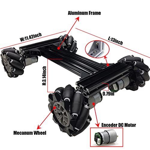 Professional Smart 4Wd Mecanum Wheel Metal Robot Car Chassis Kit, Remote Control, Diy Rc Robotic Moving Platform, For Arduino, Raspberry Pi, Eduactional Science Kit, Steam Model For Experiment, Code #TOP1