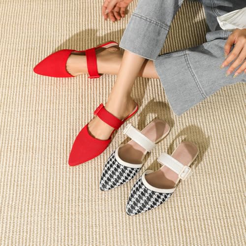 Image of Pointed Toe Mules for Women Flats,Slip On Mules Backless,Wide Width Mules,Mule Slides Flats Sandals