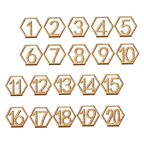 Garneck 20Pcs Wooden Table Number Signs for Weddings Events Chic Design Easy to Clean for Reception Banquet Restaurant Table Numbers