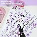 Lilac Wall Decoration Large Cherry Blossom Tree Wall Stickers, 4 Sheets Spring Purple Flower Bird Wall Decals Peel and Stick Wall Murals Decor for Living Room Bedroom (Purple, 11.8 * 35.4inch)