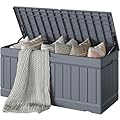 Devoko 78 Gallon Deck Box, Waterproof Resin Outdoor Storage Box for Outside and Patio, Outdoor Storage Bench Lockable for Patio Furniture, Garden Tools and Pool Supplies (Grey, 78 Gallon)