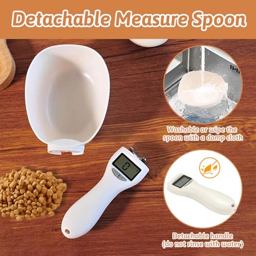 Digitaler Messlöffel, 800g/1g Löffelwaage Digital mit LCD Anzeige und ein Hängeseil Messlöffelwaage Hundefutter Messbecher mit Waage Küchenwaage für Gewürze/Vertrieb von Tierfutter Messschaufel