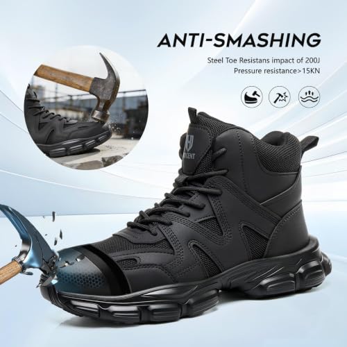 Image of Hogent Steel Toe Shoes for Men Women, Wide & Non-Slip Work Shoes