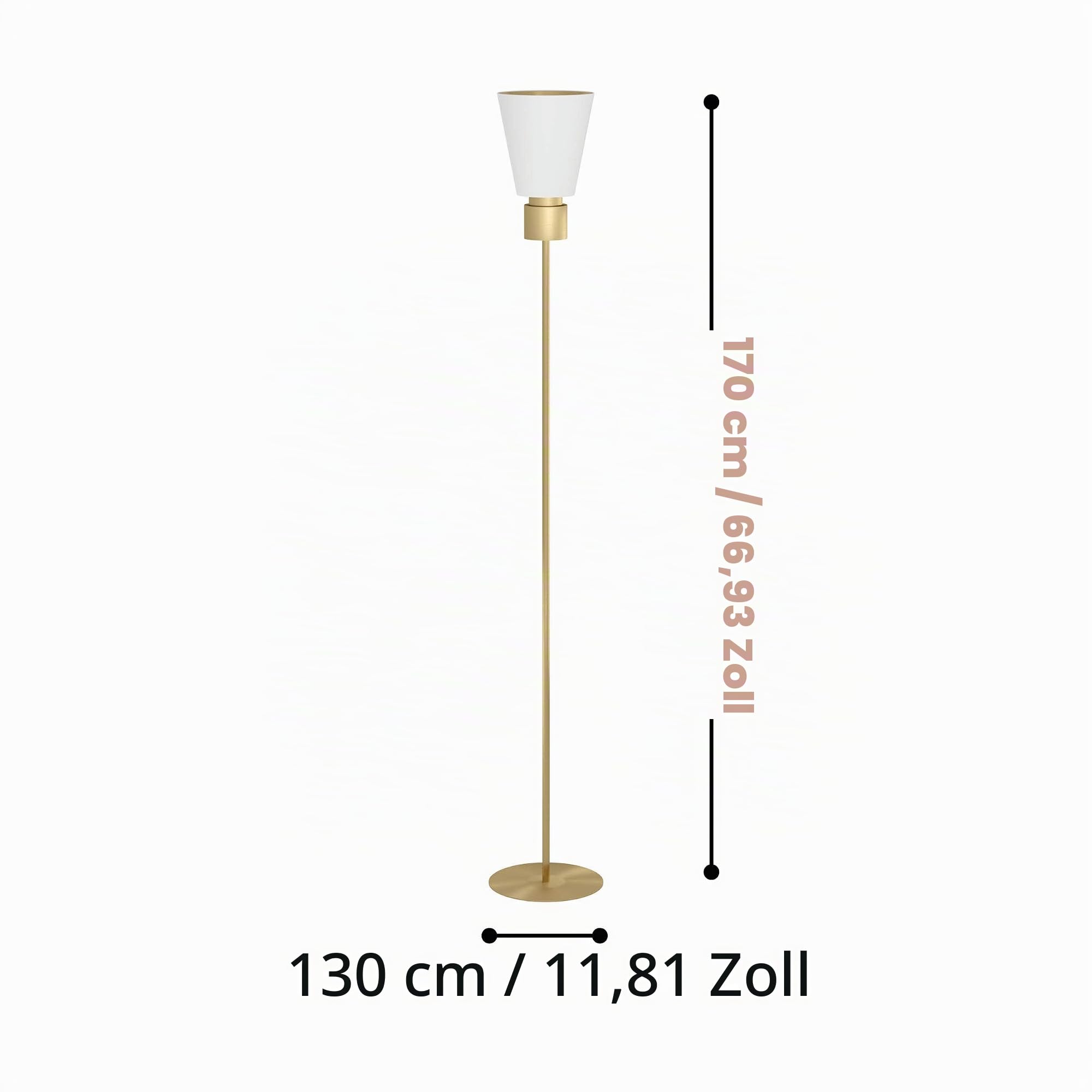 EGLO Stehlampe Aglientina, Deckenfluter minimalistisch | Eck Standleuchte aus Metall in Messing-Gebürstet und Textil in Weiß, Lampe Wohnzimmer, Stehleuchte mit E27 Fassung