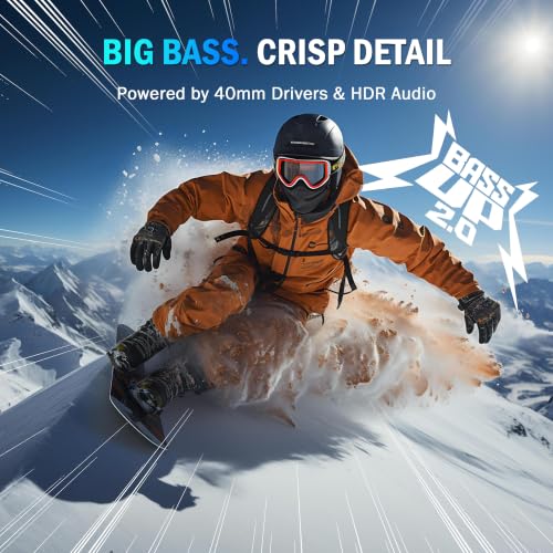 Image of Wireless Bluetooth 6.0 Ski Helmet Speakers - 30H Playtime, Glove-Friendly, HDR Audio, IPX5 Waterproof, Rechargeable Drop-in Headphones with Built-in Mic for Skiing & Snowboarding Audio Ready Helmets