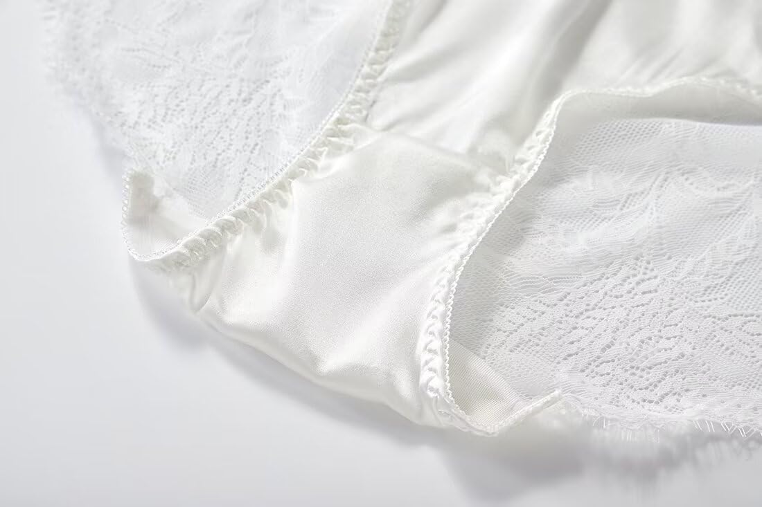 SilRiver Women's Silk Satin Panties Lace Brief Sexy Undies Breathable Underpants - Image 7