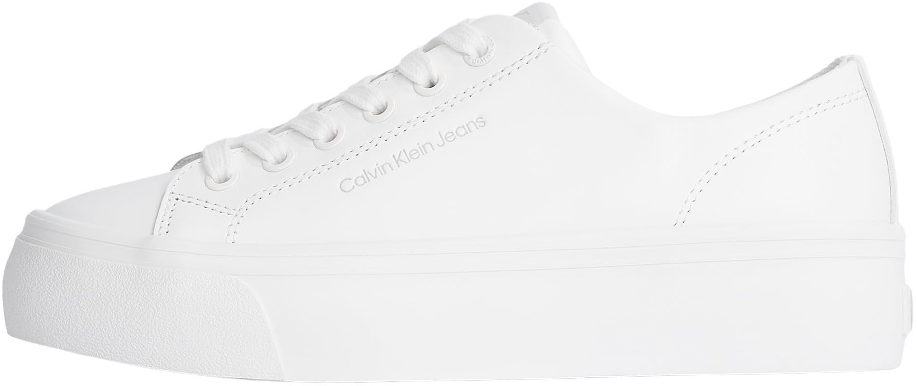 Calvin Klein Women’s Flatform Low Top Vulcanised Trainers, White (Triple Bright White), 7