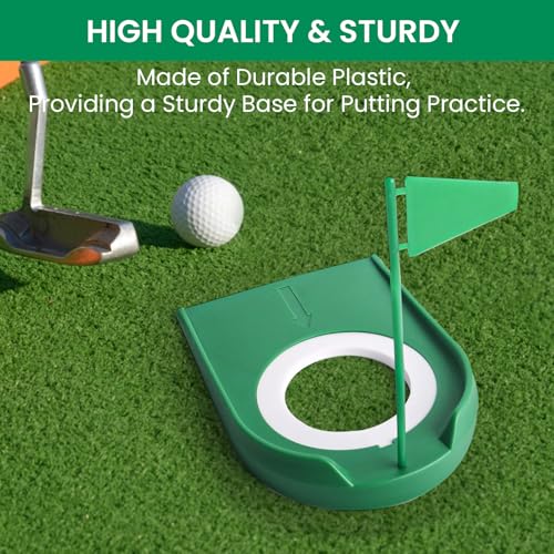 Image of Golf Putting Cup and Flag Putt Training Hole All-Direction Surface Regulation Practice Cups for Men Women Kids Indoor Outdoor Home Office Backyard Golfing