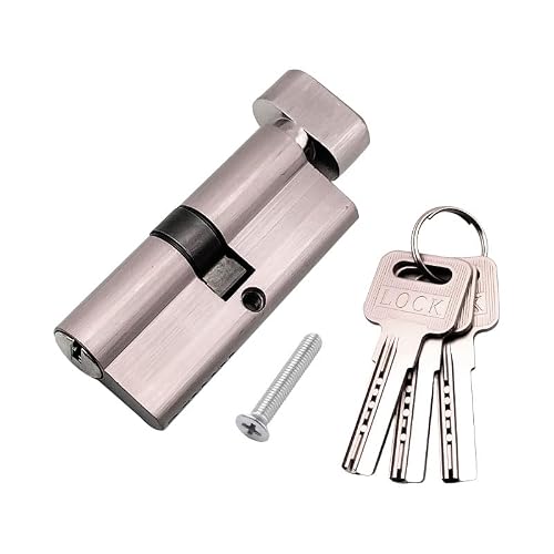 Nikovoke Black Euro Cylinder Door Lock 70Mm, Thumb Turn Barrel Lock With 3 Keys For Wooden, Upvc And Composite Doors, High Security Anti-Snap Lock
