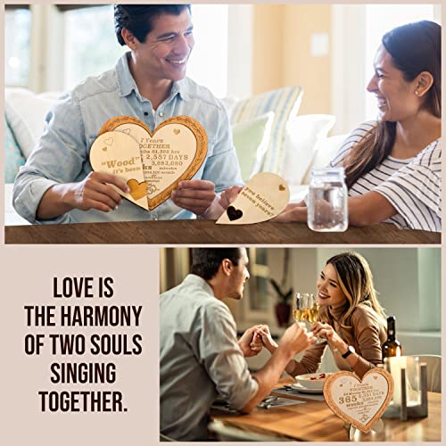 Stofinity 7 Year Anniversary Wood Gifts For Him Her - 7Th Wedding Anniversary Keepsake Gifts For Men, Seventh Anniversary For Husband Wife, Seven Years Of Married Couple Wood Heart Plaque Decoration #TOP3