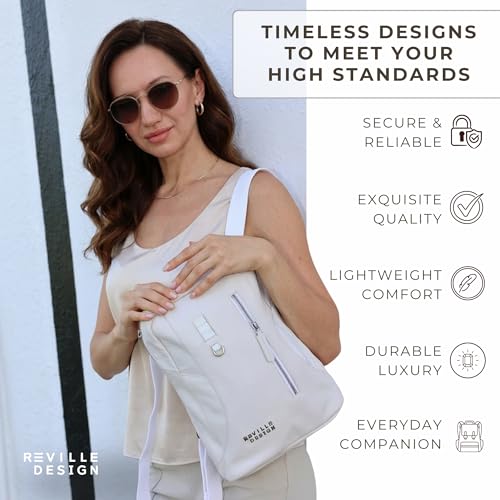 Full Grain Leather Backpack – Water-Resistant, Padded Laptop Compartment, Adjustable Straps, 16L Capacity, Slim Design, Leather Backpack for Men and Women - Cloud White - Image 3
