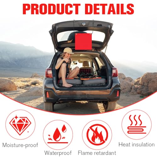 SKJJM 2 Stück Rote Warnflagge, Warnfahne für Überhängende Lasten Wasserdicht, 30x30cm, Warnflaggen mit Gummiseil Kupferschnallen Flagge für Auto Wohnwagen Anhänger Fahrradträger