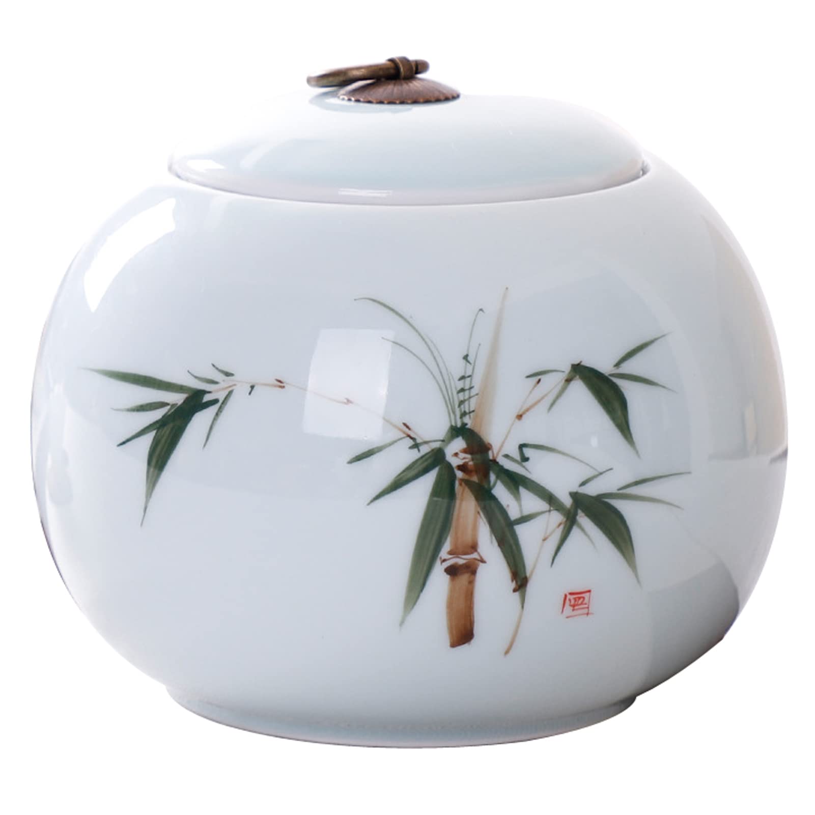 pet urn, Ceramics Ashes Urn with Hand-Painted Landscape Pattern - Medium Burial for Human Memorial and Ash Storage(Bamboo)
