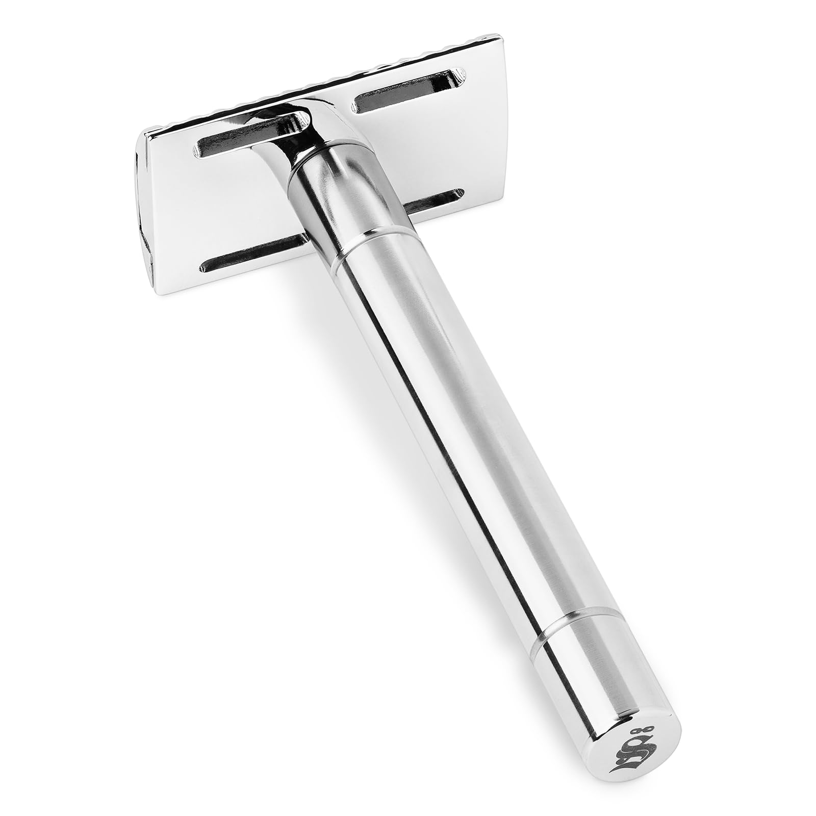 Störtebekker, rasoio "Solingen", in acciaio inox lucidato, con guida per rasatura [+ 10 lame Störtebekker], idea regalo, set per rasatura bagnata