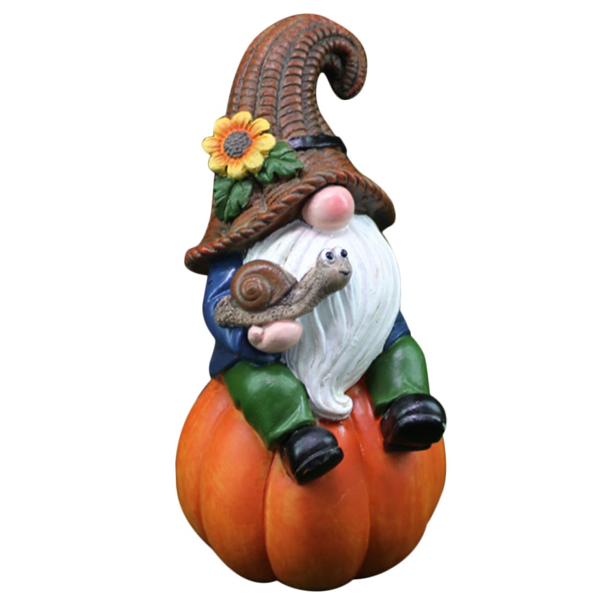 Figurine de gnome en résine Hohopeti : mini nain décoratif avec citrouille d'automne