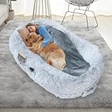 Sudoo Large Human Pet Bed, Human Dog Bed, Extra Large Size Bed for People Adults and Pets, Removable and Washable Giant Dog Bed for Human, Pets Bed Bean Bag Bed, Grey 175 * 95 * 30cm Image