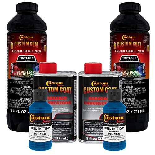 Image of Custom Coat Safety Blue Urethane Spray-On Truck Bed Liner Kit, 2 Quart