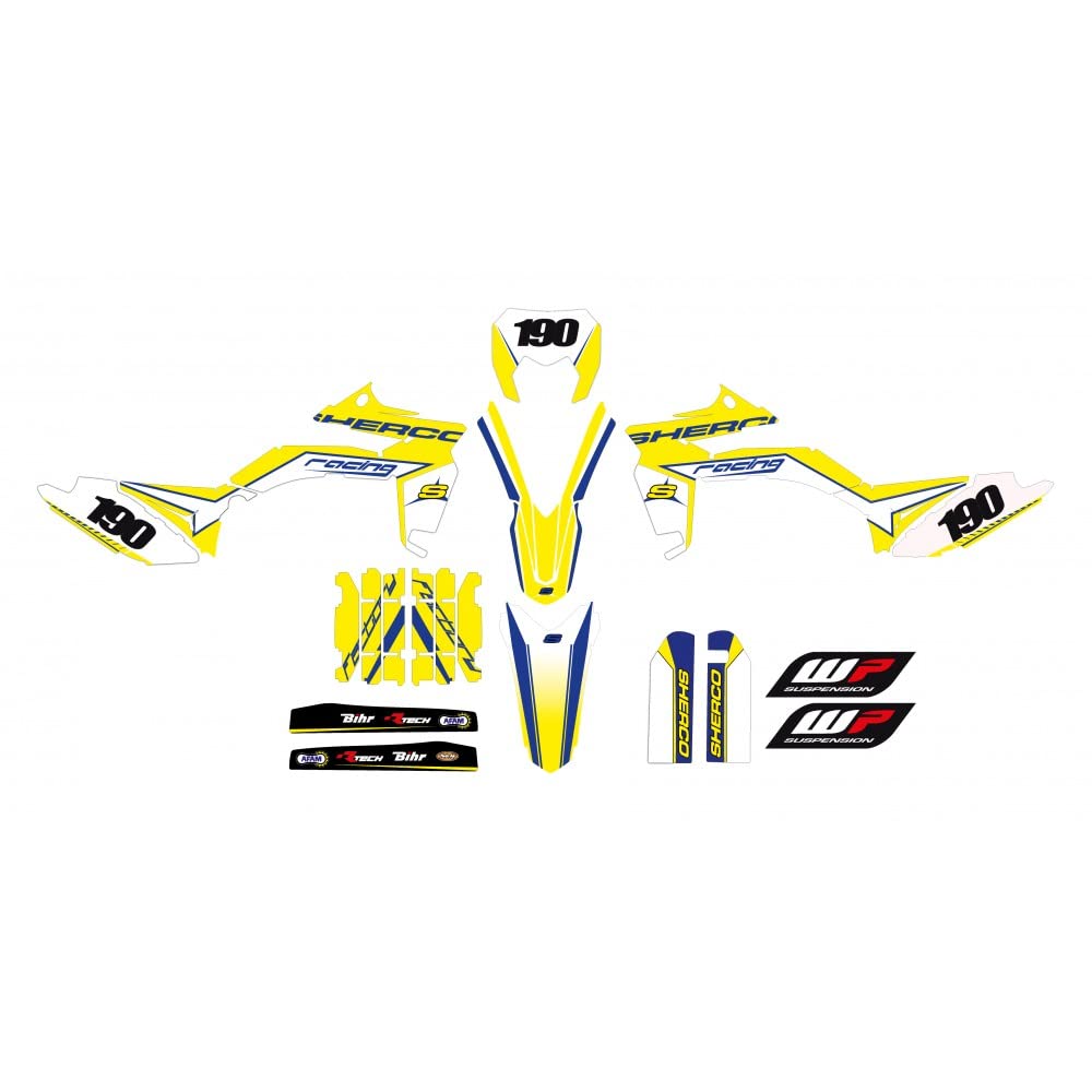 Kit autocollants Sherco SE R SE F 2013-2016 jaune stickers habillage moto enduro