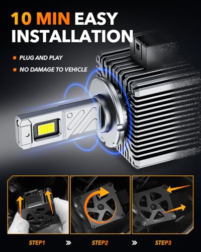 Image of OXILAM 2025 D3S D3R LED Bulbs, 900% Ultra-Bright 60W, 6500K Pure White Brighter Than Xenon, Easy Plug-N-Play Installation, 20 Years Lifespan, No Flicker, 99% Compatibility