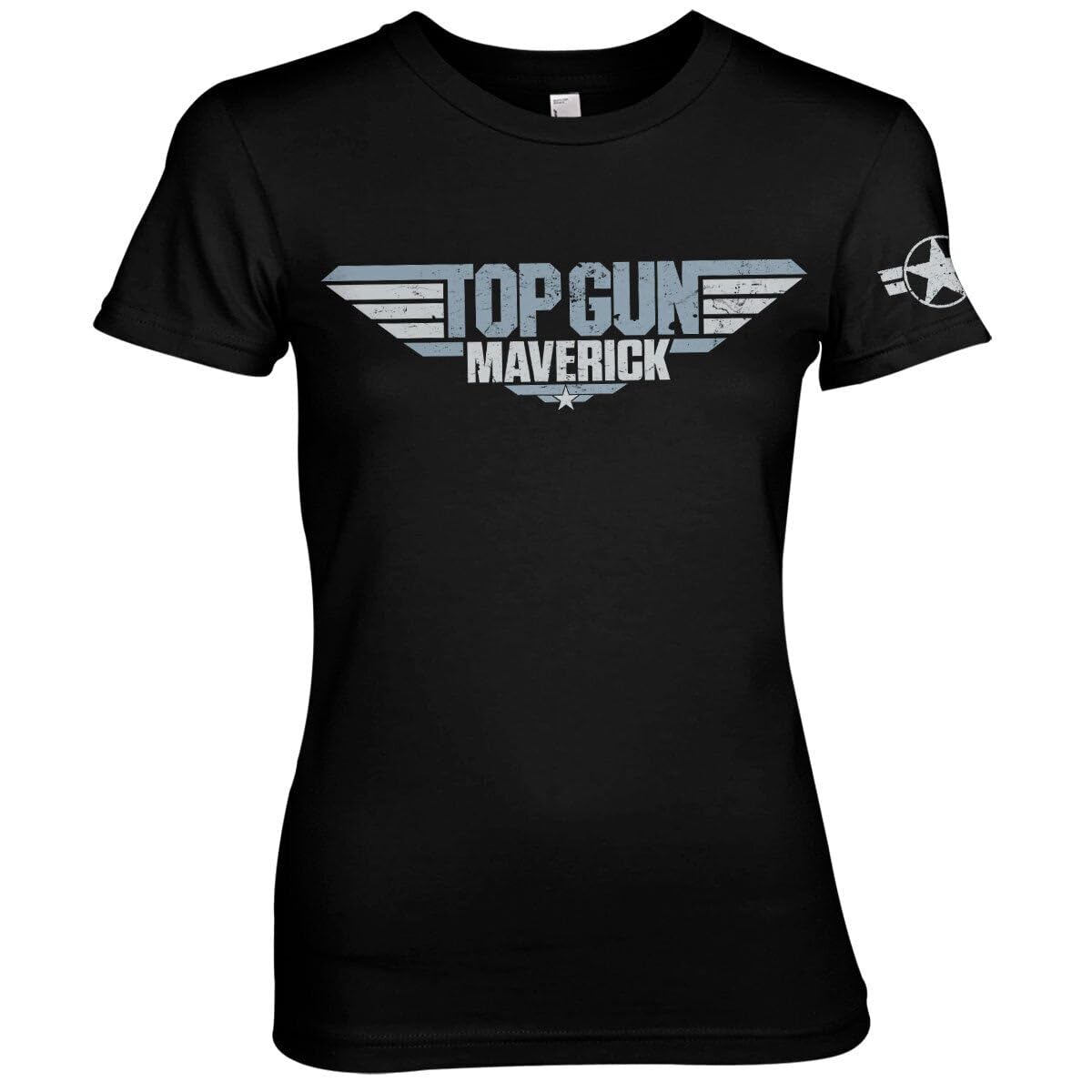 Top Gun: Maverick Officially Licensed Distressed Logo Women T-Shirt (Black), Small